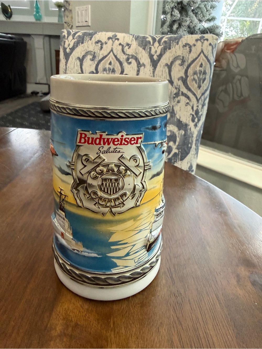 Vintage 1996 Budweiser U.S. Coast Guard Military Series Ceramarte Stein